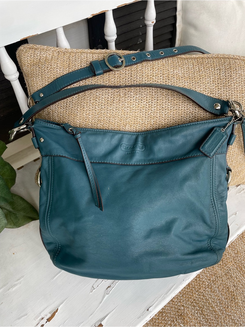 COACH Y2K VINTAGE Zoe Hobo Leather Shoulder Bag in Teal